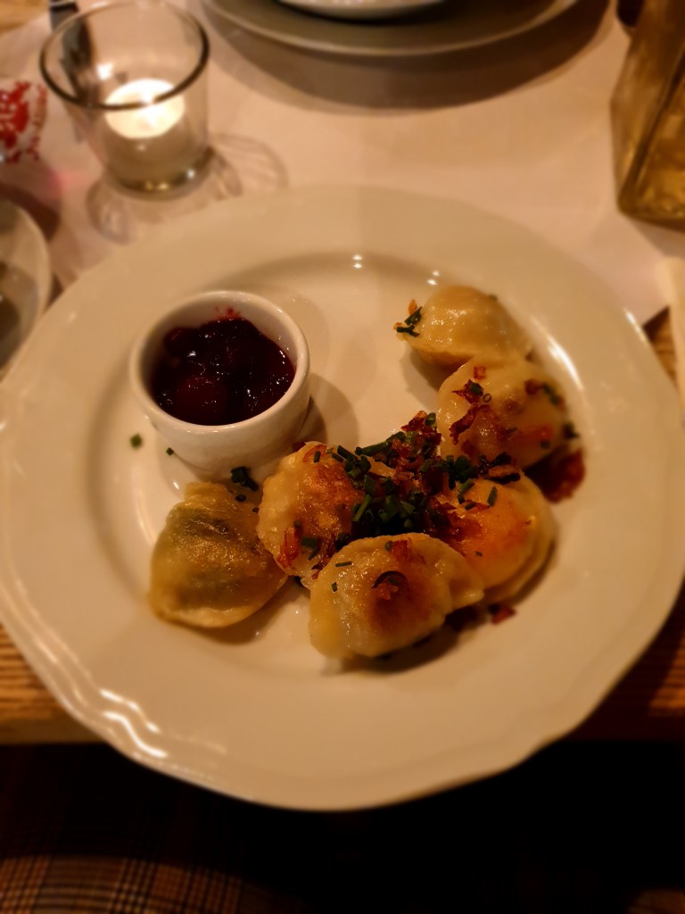 Traditional Polish dumplings of different varieties. Image by Hayley Everett.
